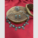 FS Collection Stylish Oxidised Finish Pota Stone Necklace Set