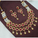 FS Collection Regal Pota Stone And Pearl Detailing Necklace Set
