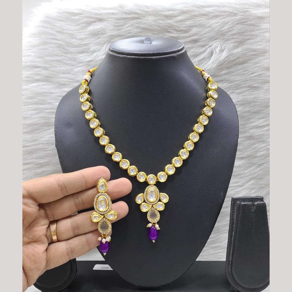 FS Collection Classic Kundan Stone And Pearl Necklace Set