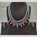 FS Collection Elegant Black Polish Pota And Austrian Stone Layered Necklace Set 