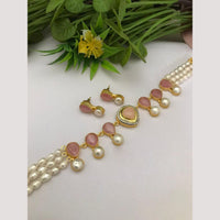 FS Collection Ethnic Pota Stone and Pearl Choker Necklace Set