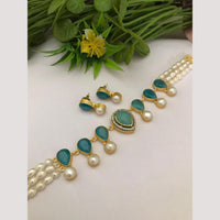 FS Collection Ethnic Pota Stone and Pearl Choker Necklace Set