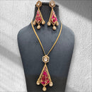 FS Collection Ethnic Gold Plated Druzy Crystal Stone Chain Pendant Set