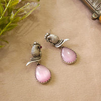 FS Collection Rustic Charm Dangler Earrings Oxidised Palting With Intricate Pota Detailing