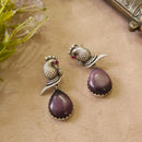 FS Collection Rustic Charm Dangler Earrings Oxidised Palting With Intricate Pota Detailing