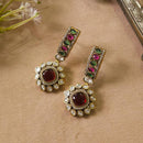 FS Collection Gold Plated Dangler Earrings With Pota Stone Elegant Sparkle For Every Occsions 
