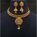 FS Collection Matte Finish Brass Necklace Set Embellished with Vibrant Pota Stones