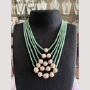 FS Collection Glamorous Layered Beaded Necklace Set with Mother of Pearl