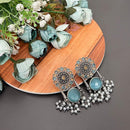 FS Collection Oxidised Monalisa Stone Dangle Earrings for Traditional & Modern Looks
