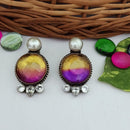 FS Collection Elegant Crystal Stone And Pearl Dangle Earrings for Women & Girls