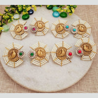 FS Collection Elegant Pota Stone And Pearl Dangle Earrings for Women & Girls