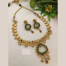 FS Collection Traditional Gold Plated Pota Stone Necklace Set For Wedding Occassions