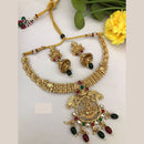 FS Collection Traditional Gold Plated Temple Necklace Set For Wedding Occassions