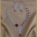 FS Collection Sparkling American Diamond Necklace Set For Party Wear