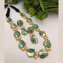 FS Collection Royal Mother Of Pearl Long Necklace Set For Special Occassions 
