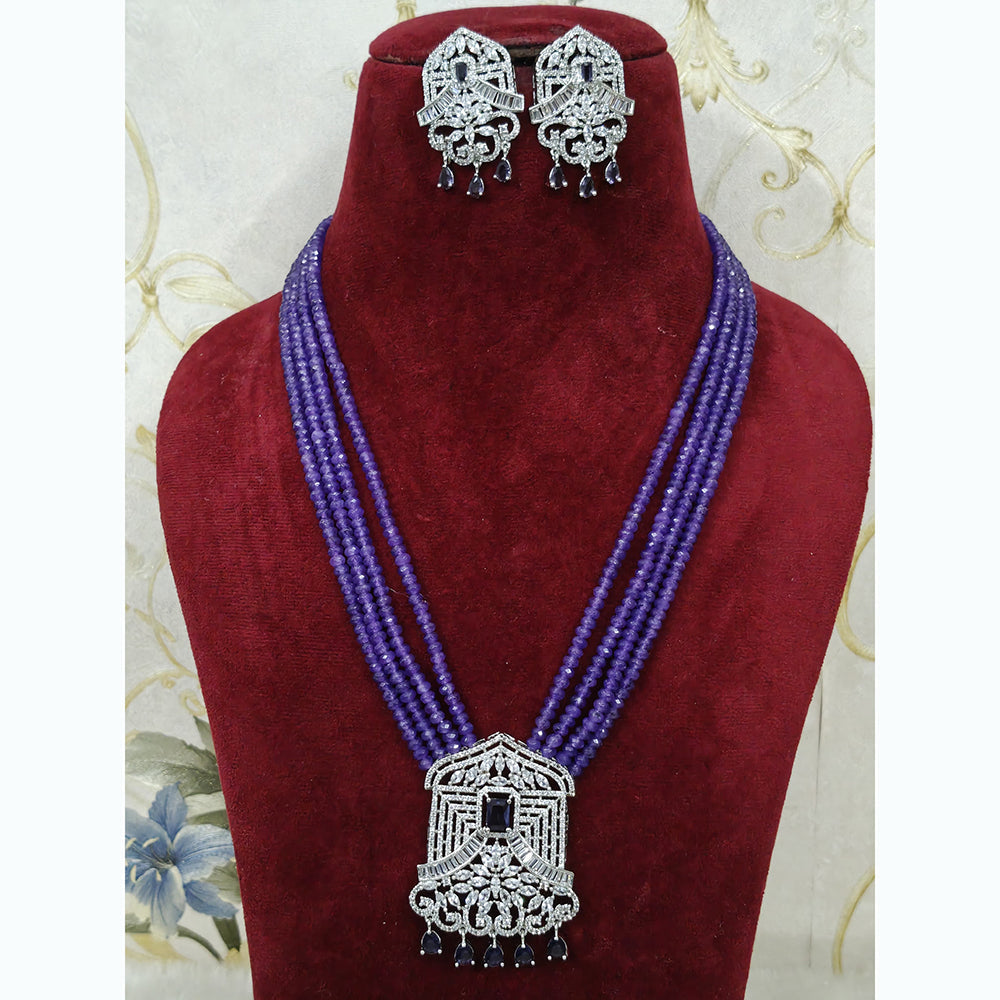 FS Collection Shiny Sparkling American Diamond Necklace Set 