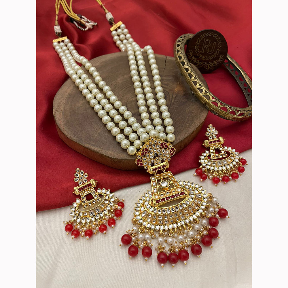 FS Collection Regal Radiance Kundan Stone And Pearl Necklace Set
