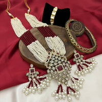 FS Collection Regal Radiance Kundan Stone And Pearl Necklace Set