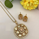 FS Collection Sparkling Glow Designer Kundan Stone Pendant Necklace Set for Special Occasions