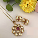 FS Collection Sparkling Glow Designer Kundan Stone Pendant Necklace Set for Special Occasions