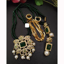 FS Collection Sparkling Elegance Crystal Long Necklace with Pearl Work for Traditional & Festive Looks