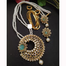 FS Collection Sparkling Elegance Crystal Long Necklace with Pearl Work for Traditional & Festive Looks