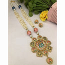 FS Collection Royal Look Krishna Pendant Meenakari Long Necklace Set with Earrings