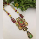 FS Collection Multicolor Meenakari Beads Strand Long Necklace Set with Peacock Art