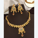FS Collection Exquisite Pota Stone Necklace Set with Beautiful Meenakari Work for Special Occasions