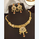 FS Collection Exquisite Pota Stone Necklace Set with Beautiful Meenakari Work for Special Occasions