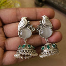 FS Collection Classic Oxidised Plated Monalisa Stone Work Jhumki Earrings