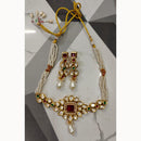 FS Collection Regal Radiance Kundan Stone And Pearl Long Necklace Set