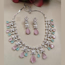 FS Collection Sparkling American Diamond Necklace Set For Party Wear