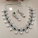 FS Collection Sparkling American Diamond Necklace Set For Party Wear