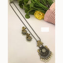FS Collection Trendy 2 Tone Oxidised Plated Long Pendent Necklace Set Perfect For Navratri Festival