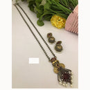 FS Collection Trendy 2 Tone Oxidised Plated Long Pendent Necklace Set Perfect For Navratri Festival