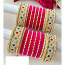 FS Collection Signature Crystal And Pearl Stone Bridal Chura Set with Modern Touch