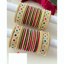 FS Collection Signature Crystal And Pearl Stone Bridal Chura Set with Modern Touch