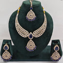 FS Collection Shimmering Crystal Stone And Pearl Necklace Set