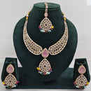 FS Collection Shimmering Crystal Stone And Pearl Necklace Set