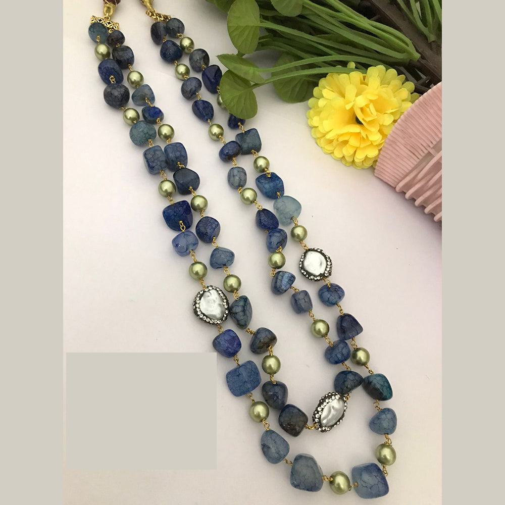 FS Collection Enthic Long Mala Necklace With Nugget Beads And Pearl 