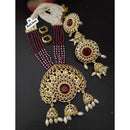 FS Collection Classic Crystal and Pearl Long Necklace with Beautiful Pearl Mala Ideal for Special Functions