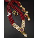 FS Collection Classic Crystal and Pearl Long Necklace with Beautiful Pearl Mala Ideal for Special Functions