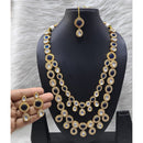 FS Collection Sparkling Kundan Double Layer Necklace Set For Wedding Wear