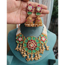 FS Collection Opulent Kundan and Pearl Choker Necklace Set with Matching Earrings
