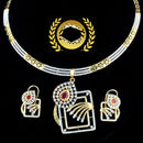 FS Collection Glamorous American Diamond Necklace Set with Brilliant Shine