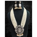 FS Collection Royal Kundan and Pearl Long Necklace Set With Intricate Pearl Mala for Special Events