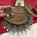 FS Collection Vintage Look Oxidised Pota Stone And Pearl Necklace Set