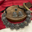 FS Collection Vintage Look Oxidised Pota Stone And Pearl Necklace Set