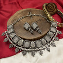 FS Collection Vintage Look Oxidised Crystal Stone Necklace Set